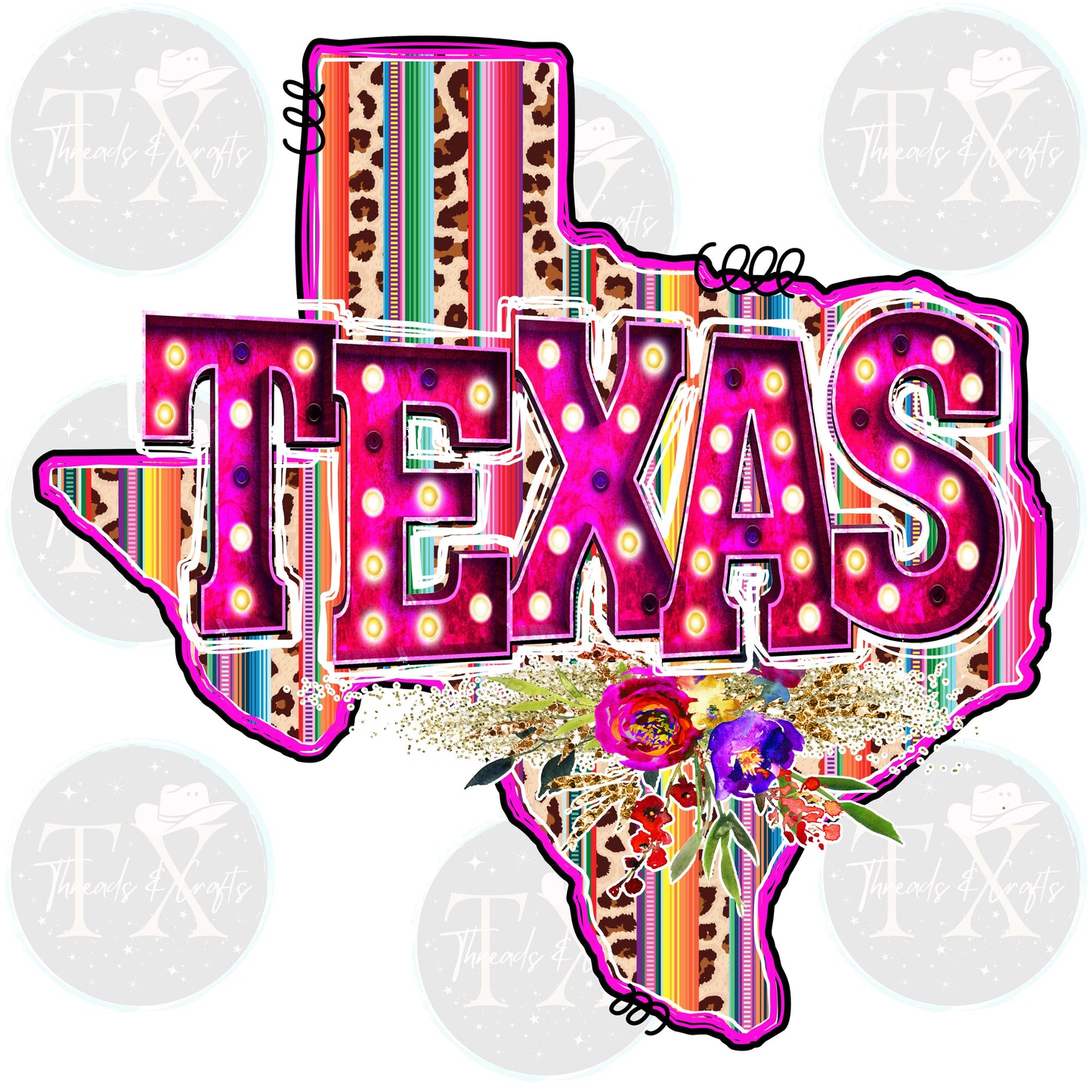 TX Map Pink and Serape unisex tshirt - TX Threads & Crafts
