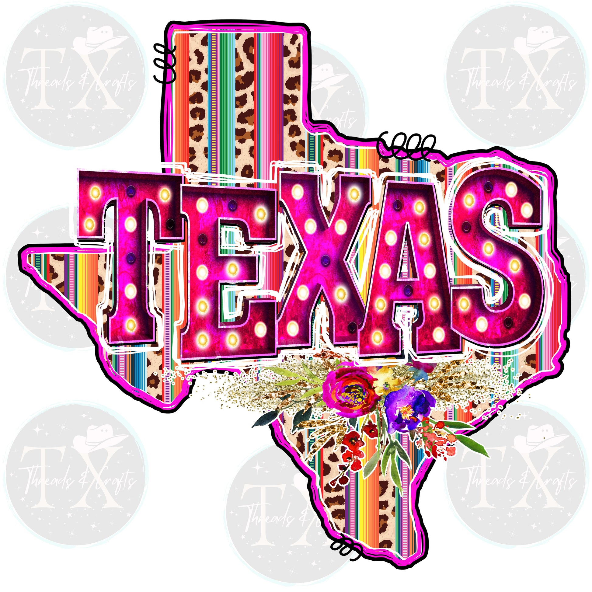 TX Map Pink and Serape unisex tshirt - TX Threads & Crafts