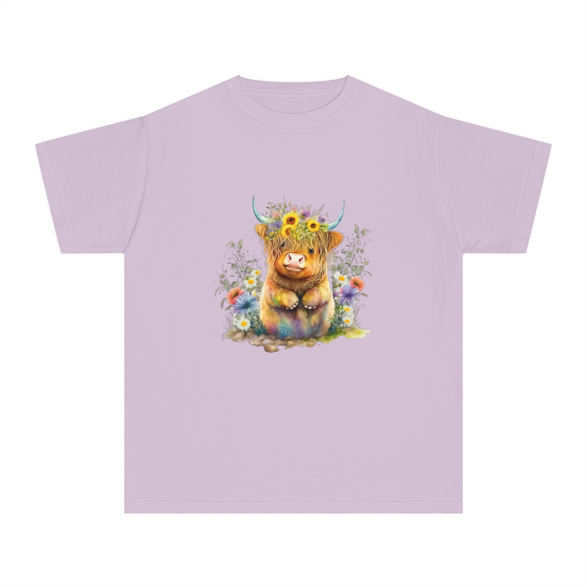 Easter Sunflower Cow - Youth Midweight Tee - TX Threads & Crafts