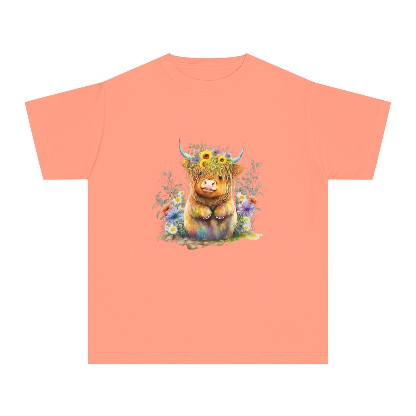 Easter Sunflower Cow - Youth Midweight Tee - TX Threads & Crafts