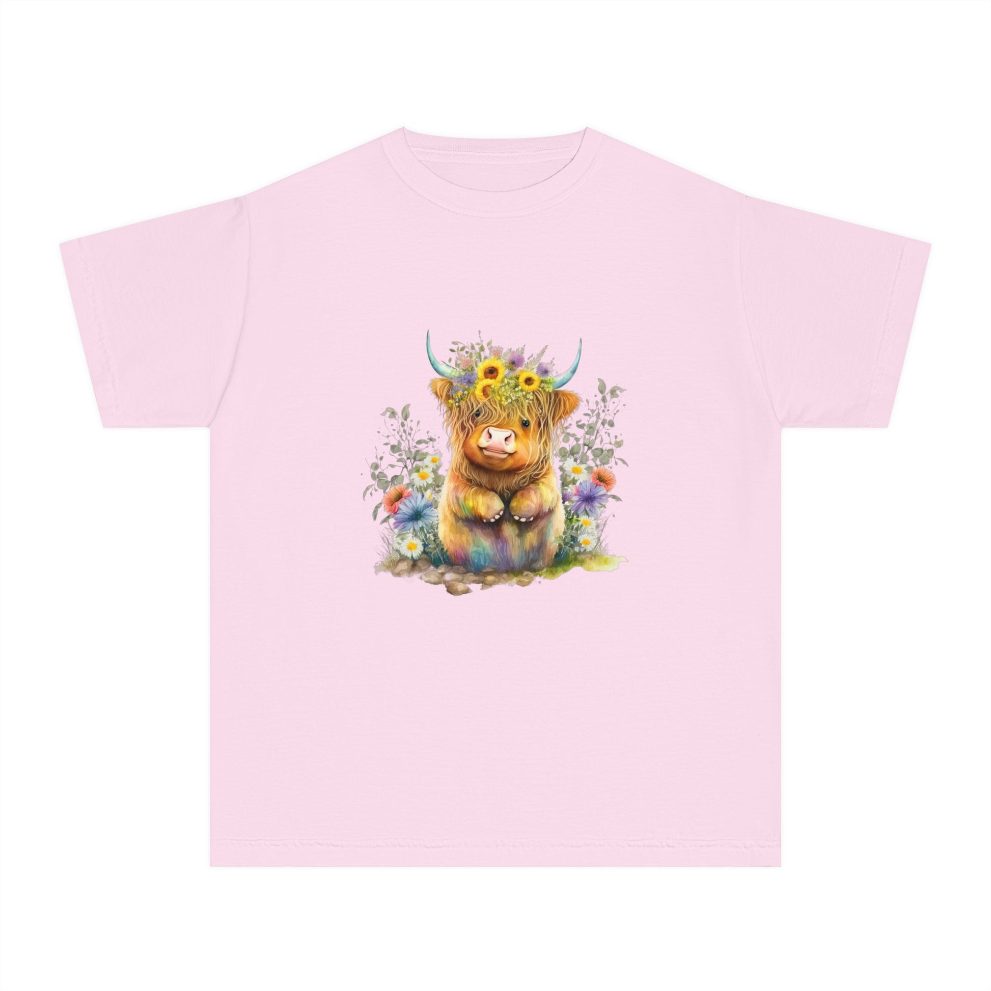 Easter Sunflower Cow - Youth Midweight Tee - TX Threads & Crafts