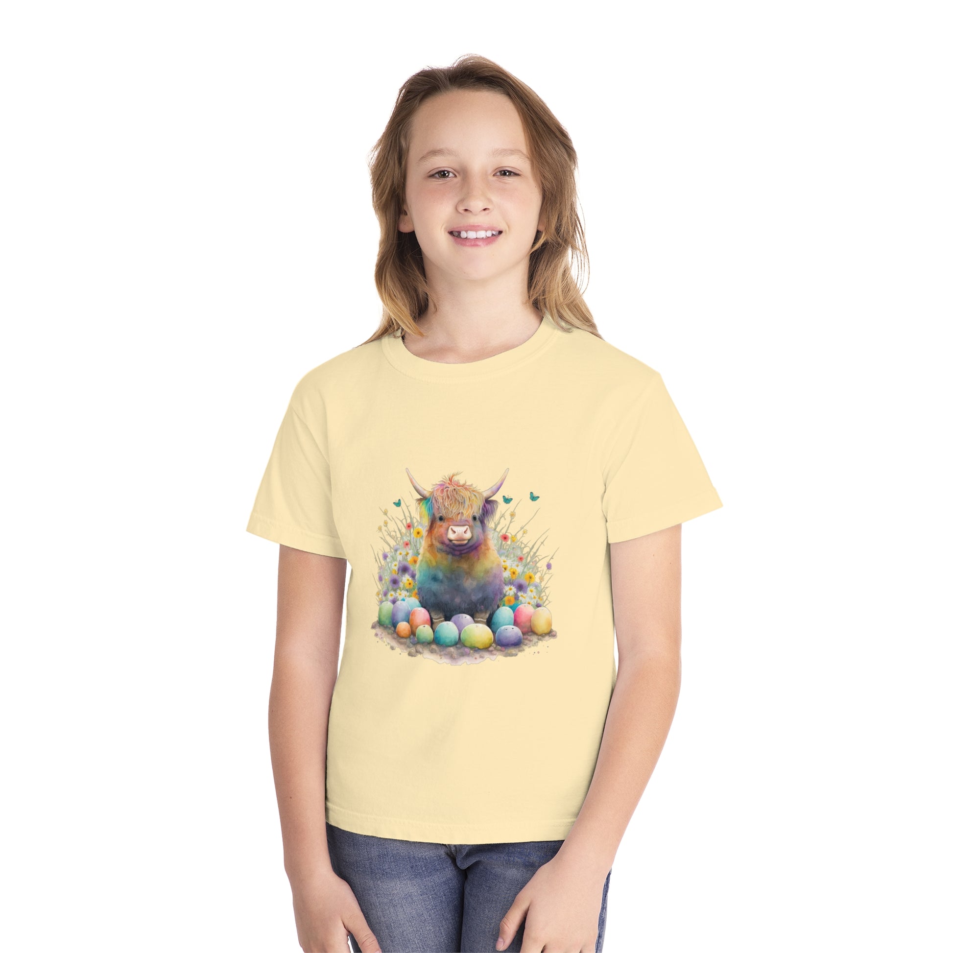 Easter Cow - Youth Midweight Tee - TX Threads & Crafts