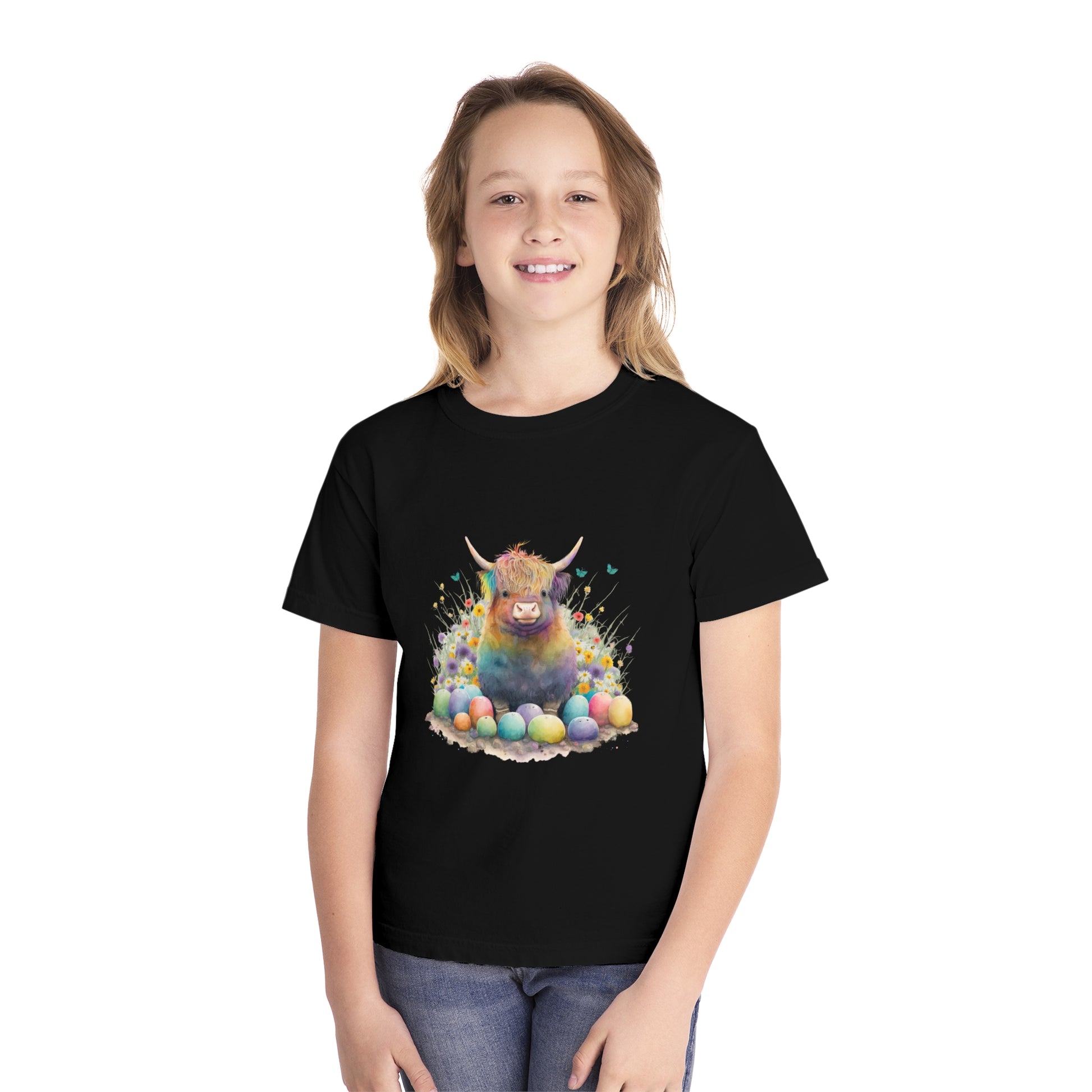 Easter Cow - Youth Midweight Tee - TX Threads & Crafts