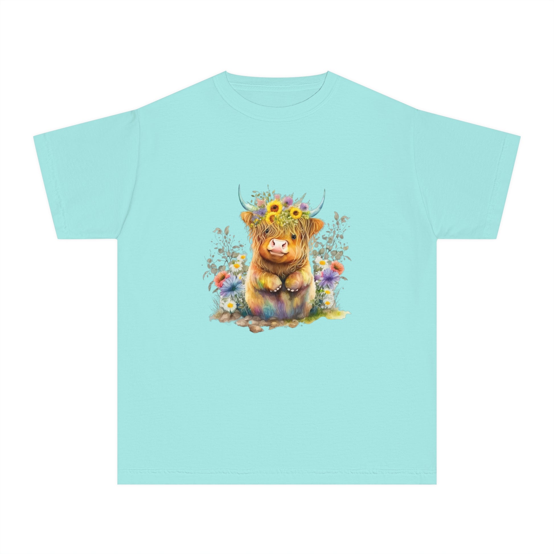 Easter Sunflower Cow - Youth Midweight Tee - TX Threads & Crafts