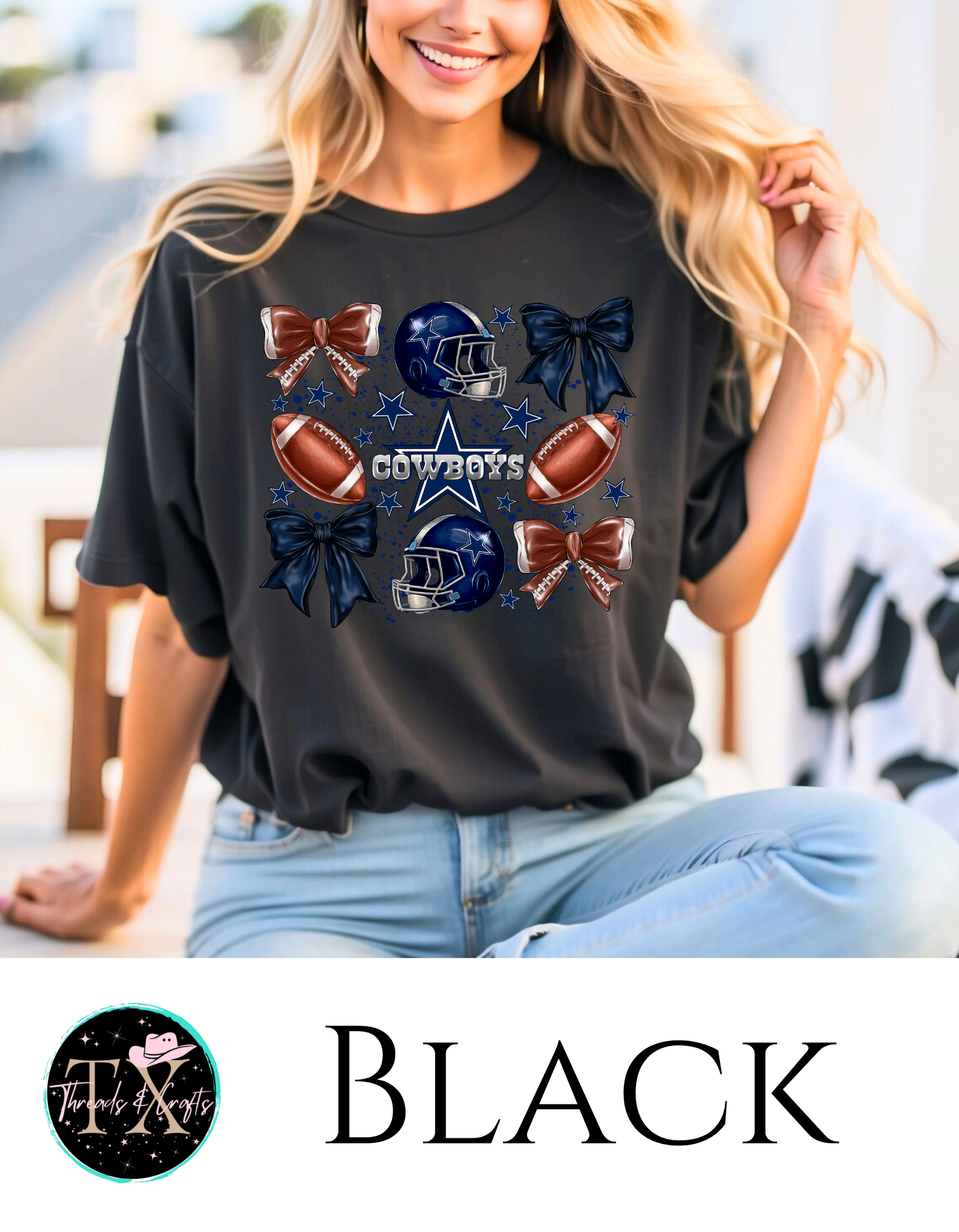 Cowboys Bow unisex tee - TX Threads & Crafts