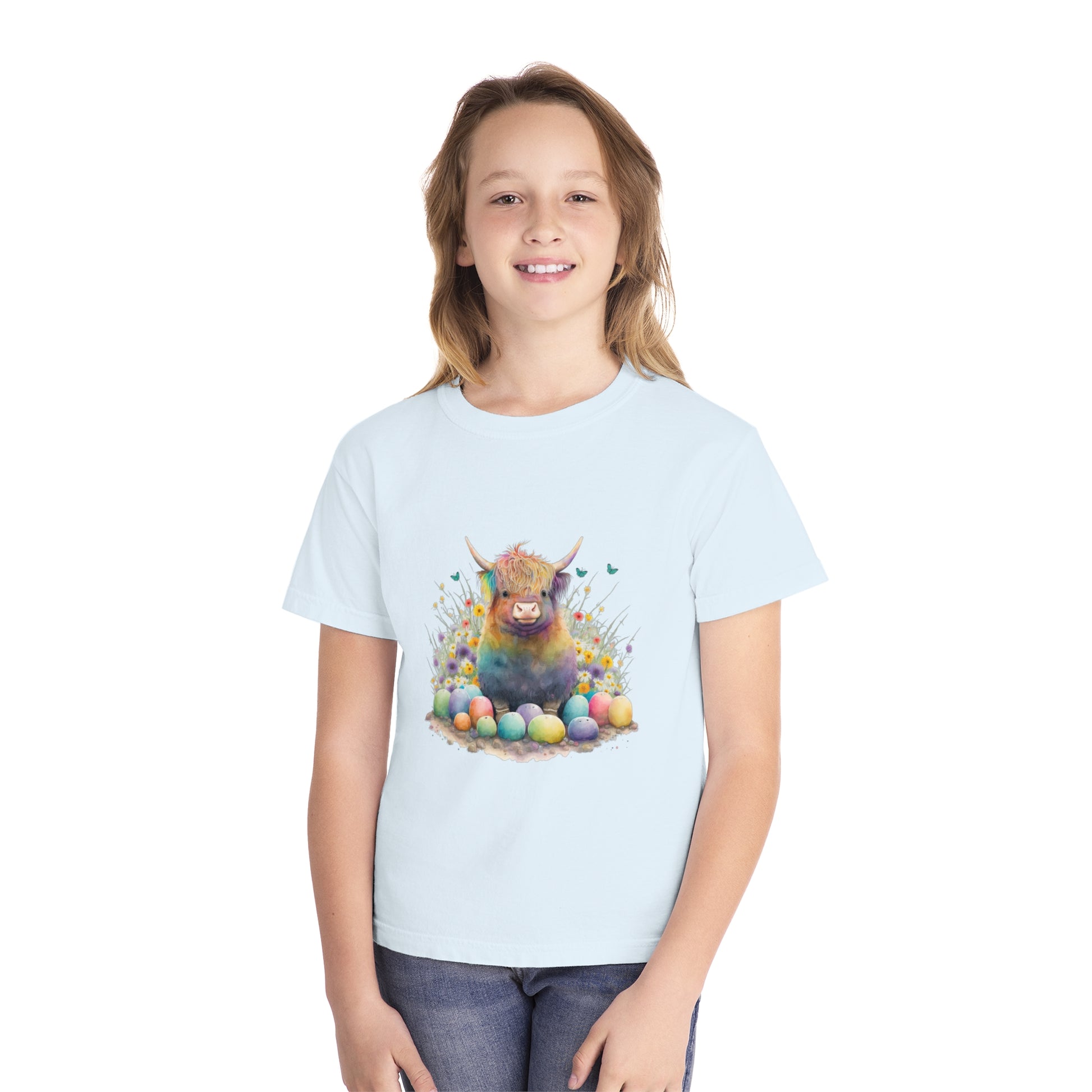 Easter Cow - Youth Midweight Tee - TX Threads & Crafts