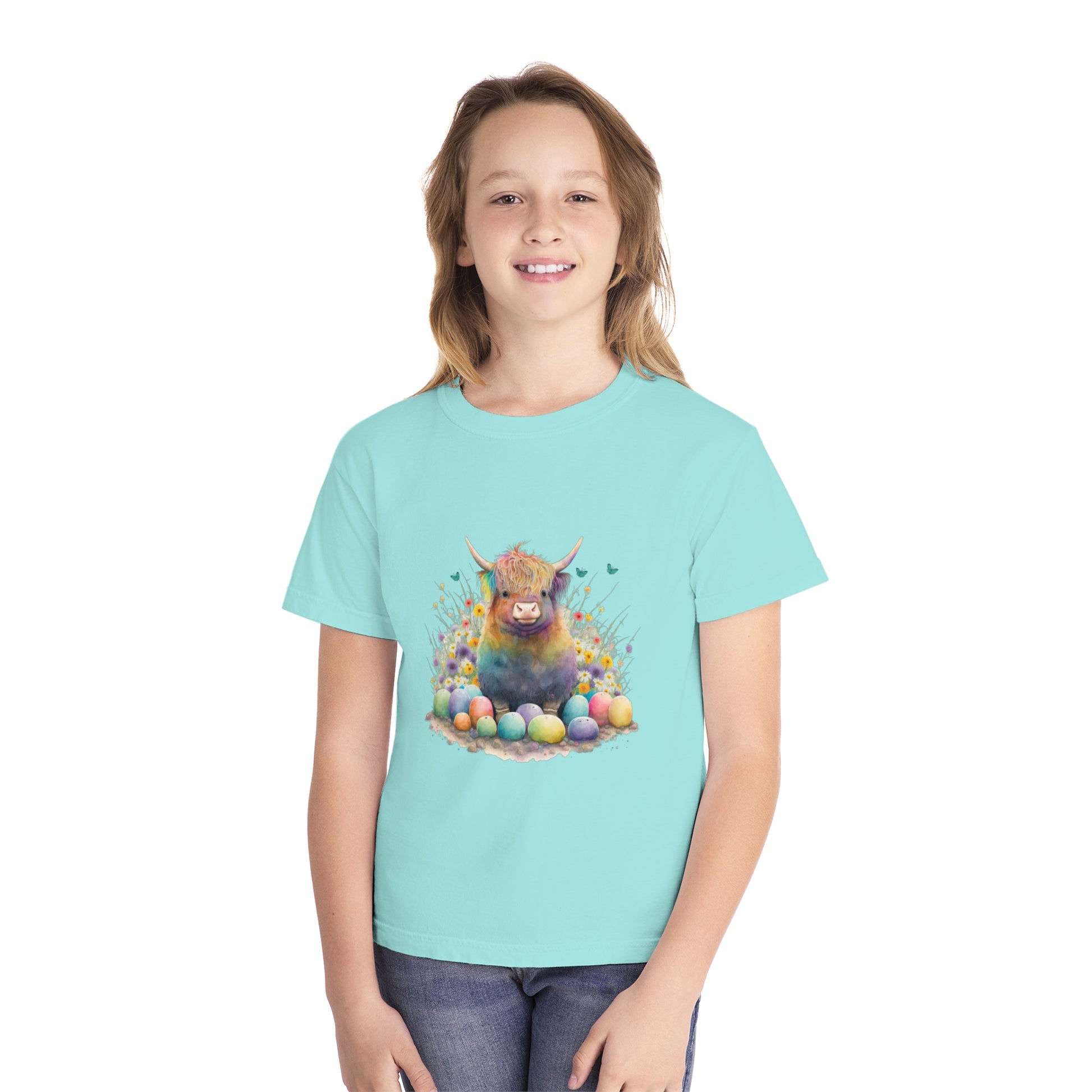 Easter Cow - Youth Midweight Tee - TX Threads & Crafts