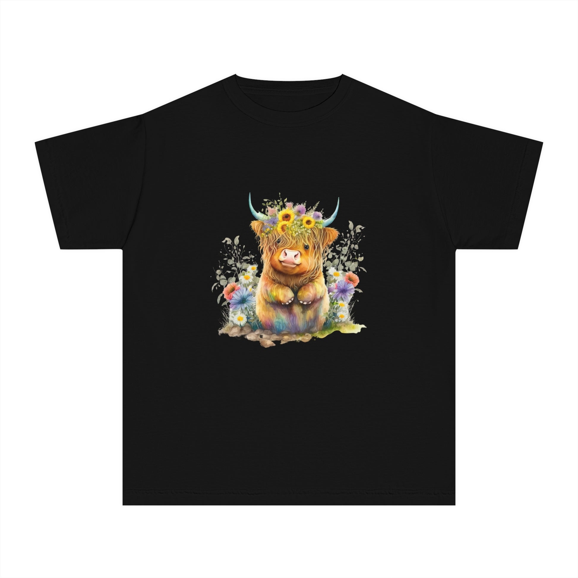 Easter Sunflower Cow - Youth Midweight Tee - TX Threads & Crafts