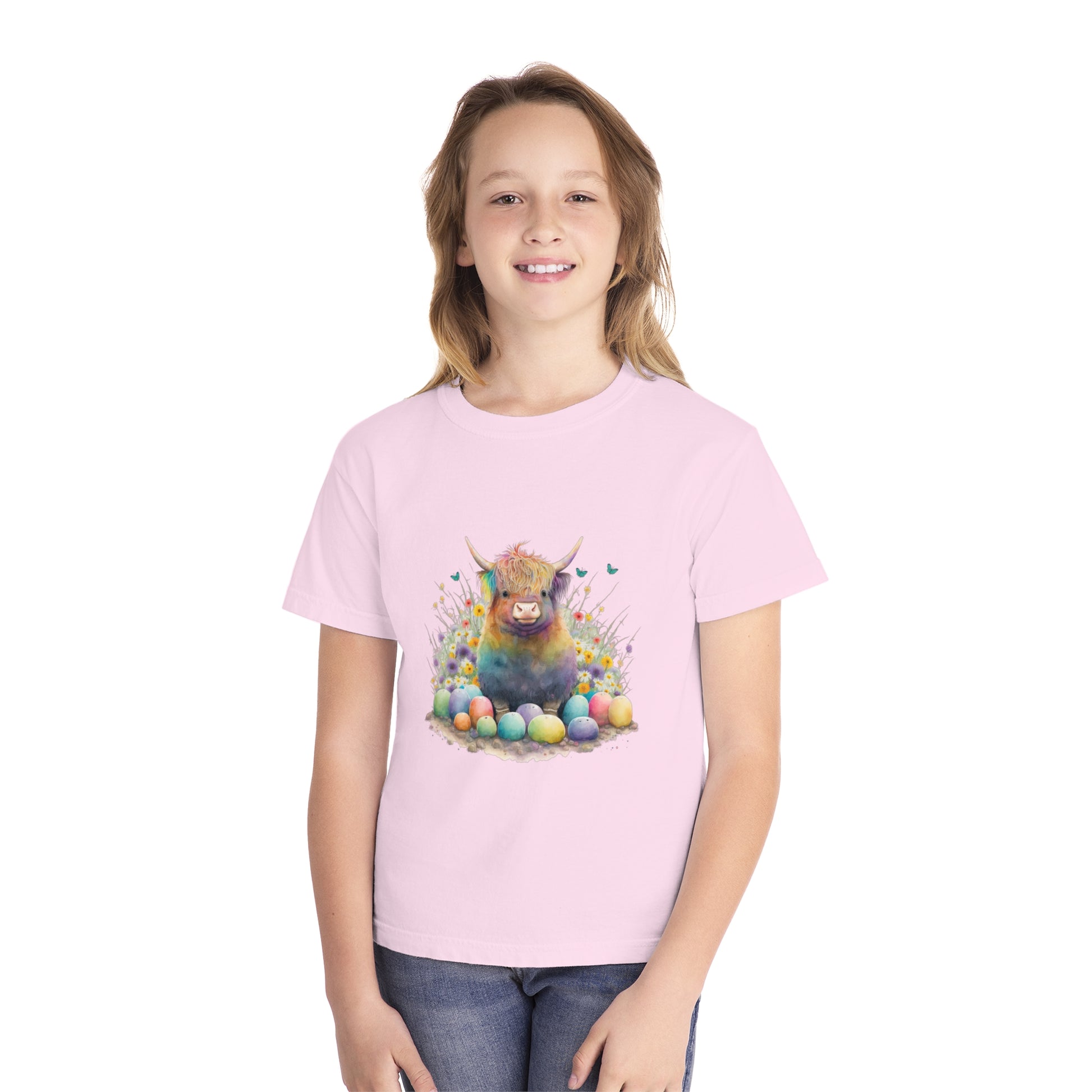 Easter Cow - Youth Midweight Tee - TX Threads & Crafts