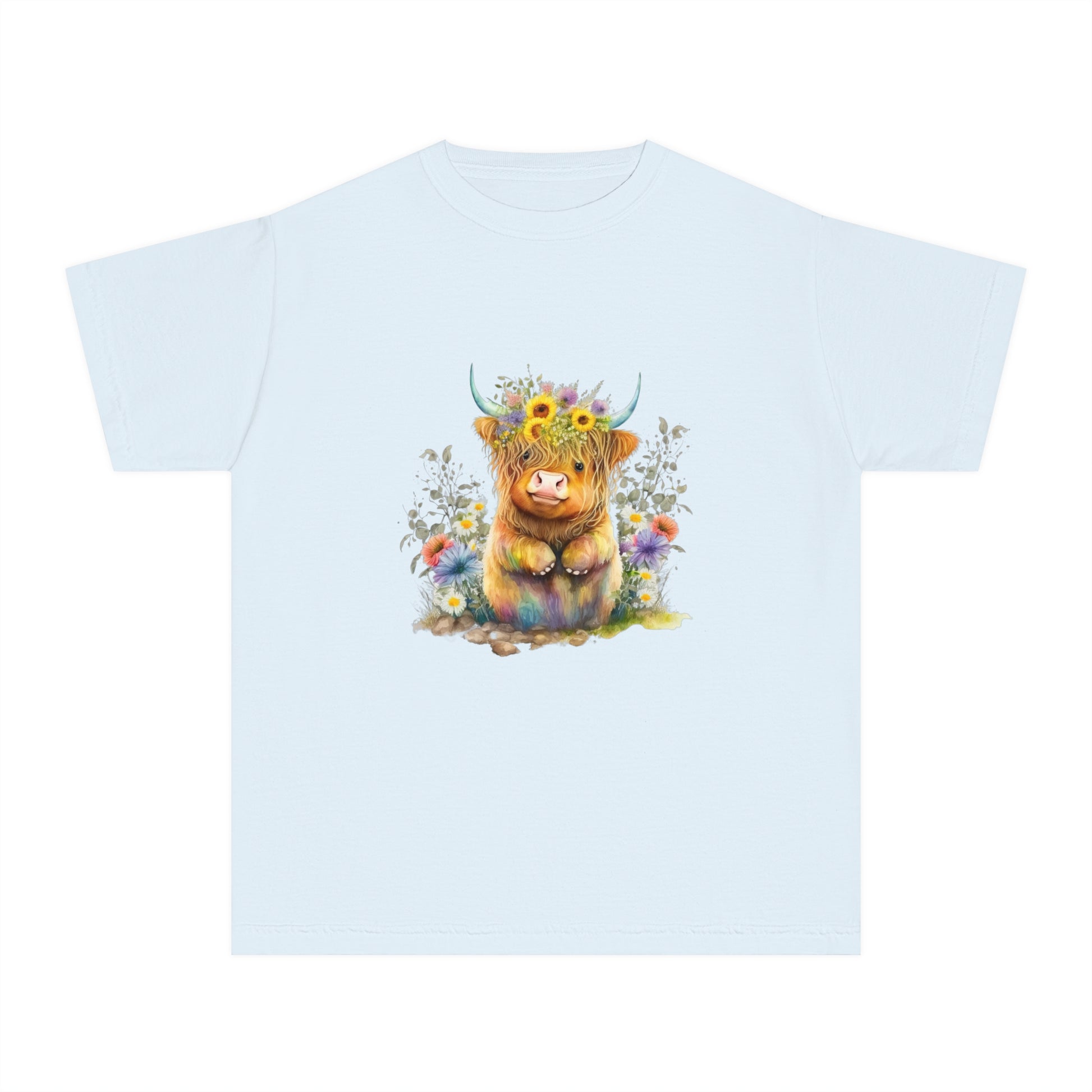 Easter Sunflower Cow - Youth Midweight Tee - TX Threads & Crafts