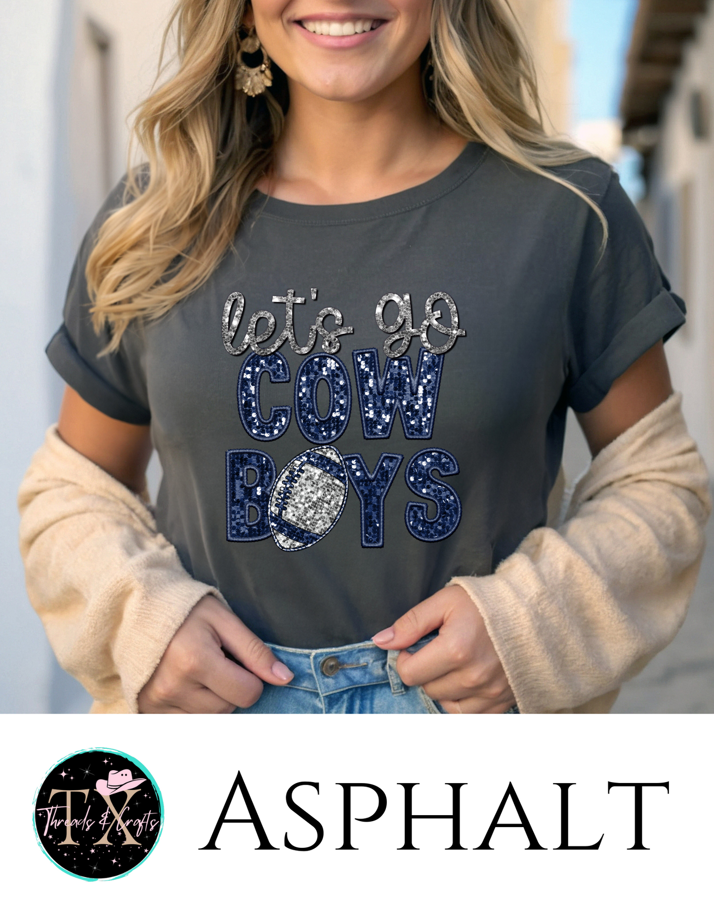 Let's Go Cowboys sequin unisex tee - TX Threads & Crafts