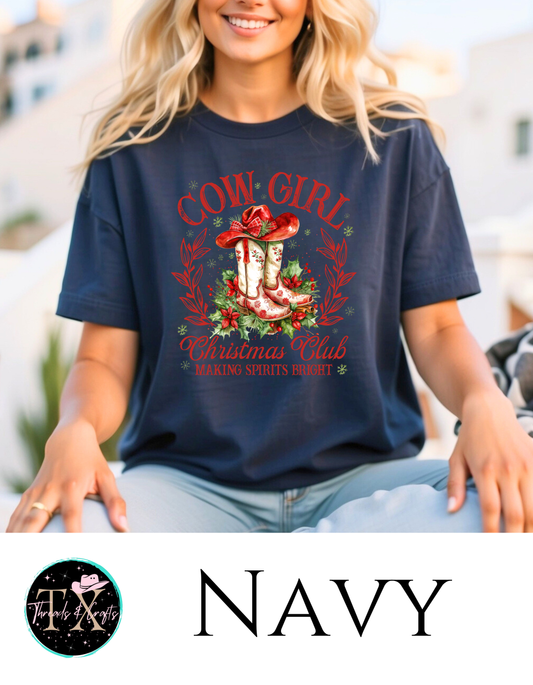 Cowgirl Christmas Club (Red text) unisex tee