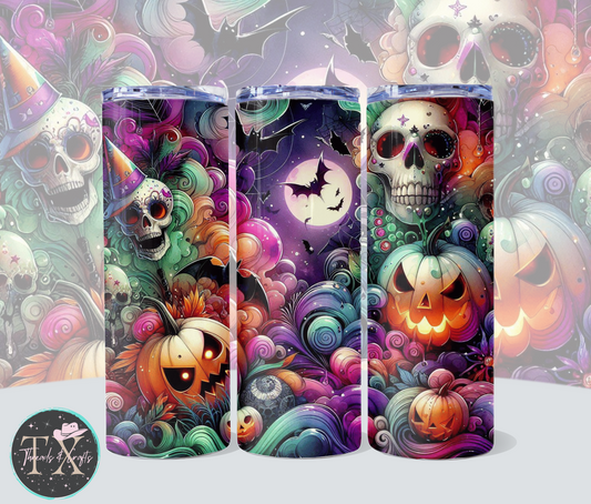 Skulls and Pumpkins Full Moon - TX Threads & Crafts