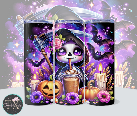 Cute Grim Reaper and Coffee - TX Threads & Crafts