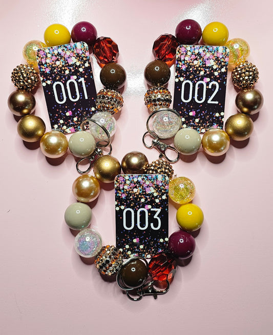 Fall themed 20mm bubblegum bead wristlet keychain (stretchable) - TX Threads & Crafts