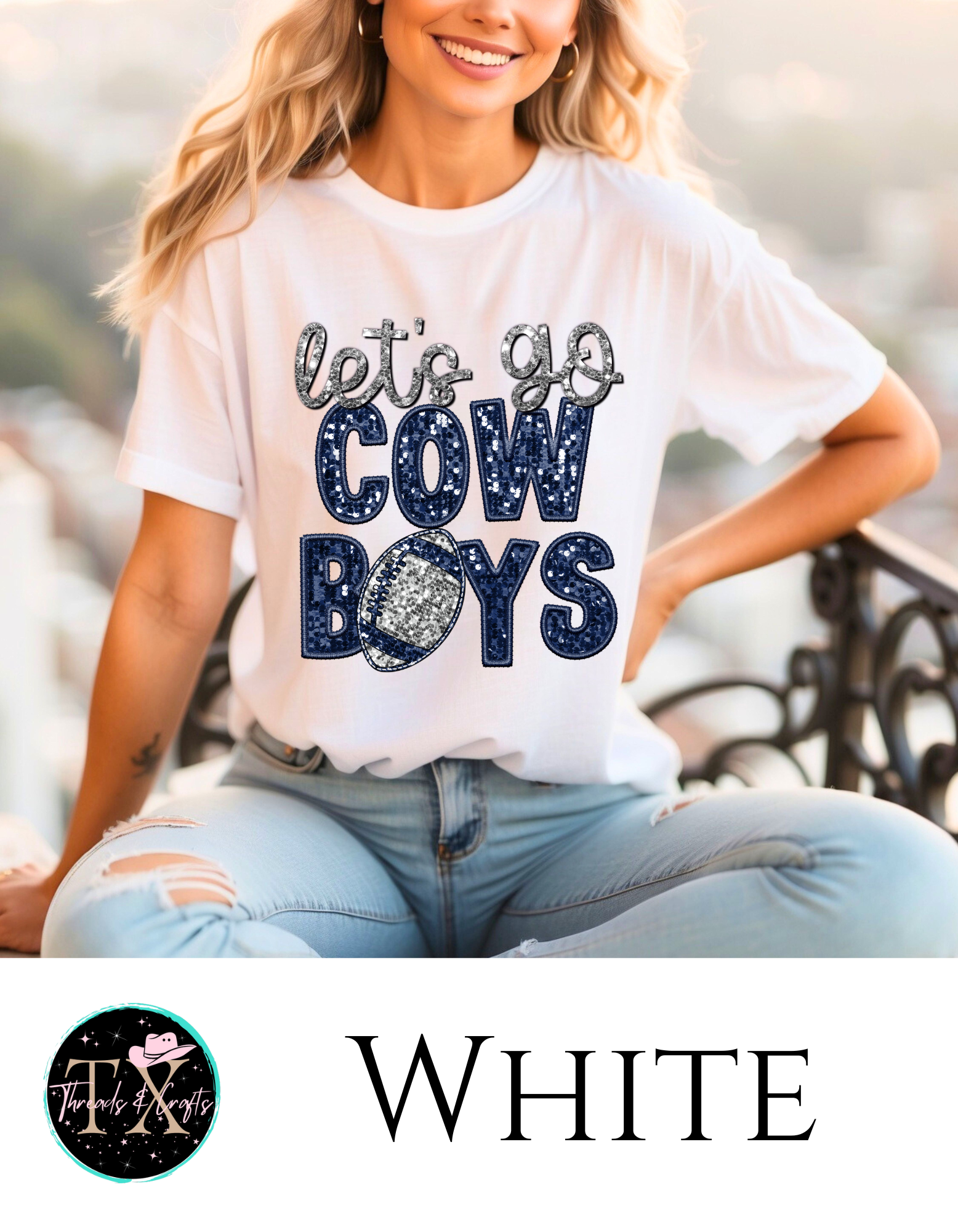 Let's Go Cowboys sequin unisex tee - TX Threads & Crafts