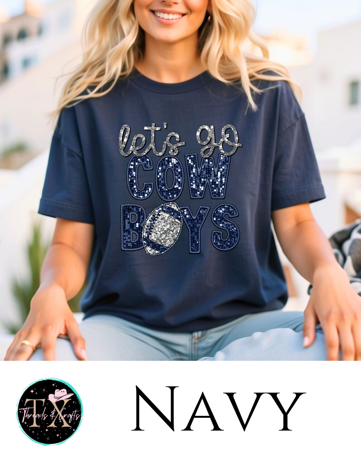 Let's Go Cowboys sequin unisex tee - TX Threads & Crafts