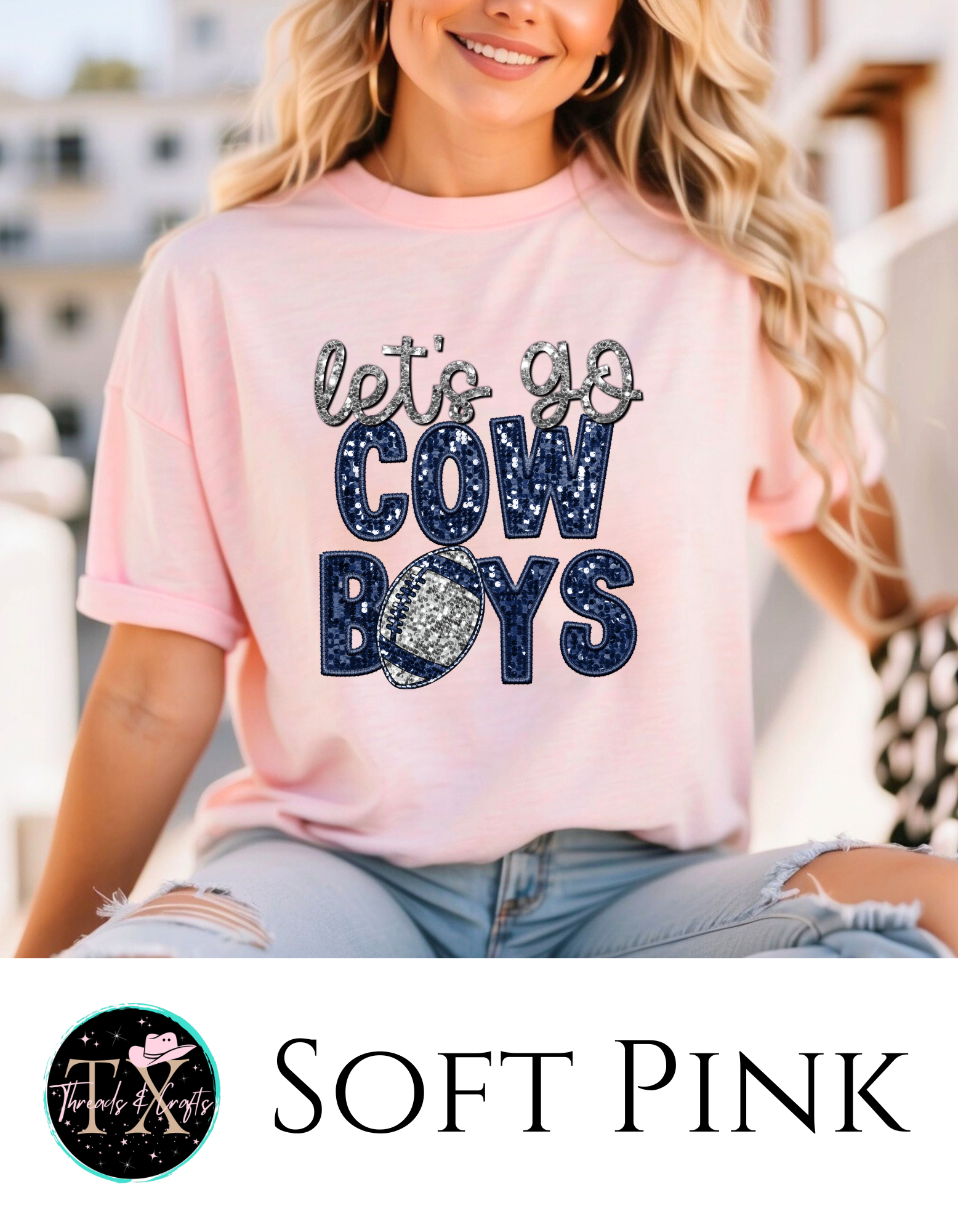 Let's Go Cowboys sequin unisex tee - TX Threads & Crafts