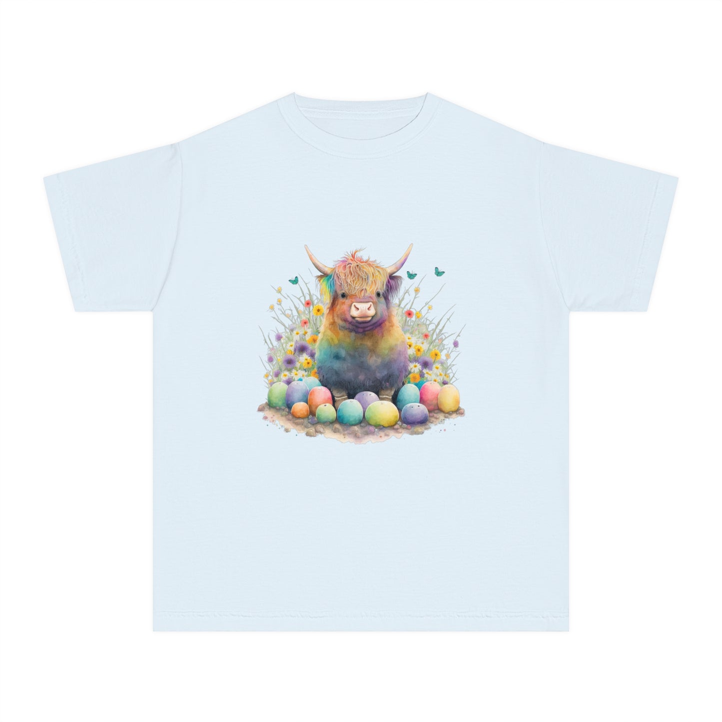 Easter Cow - Youth Midweight Tee - TX Threads & Crafts