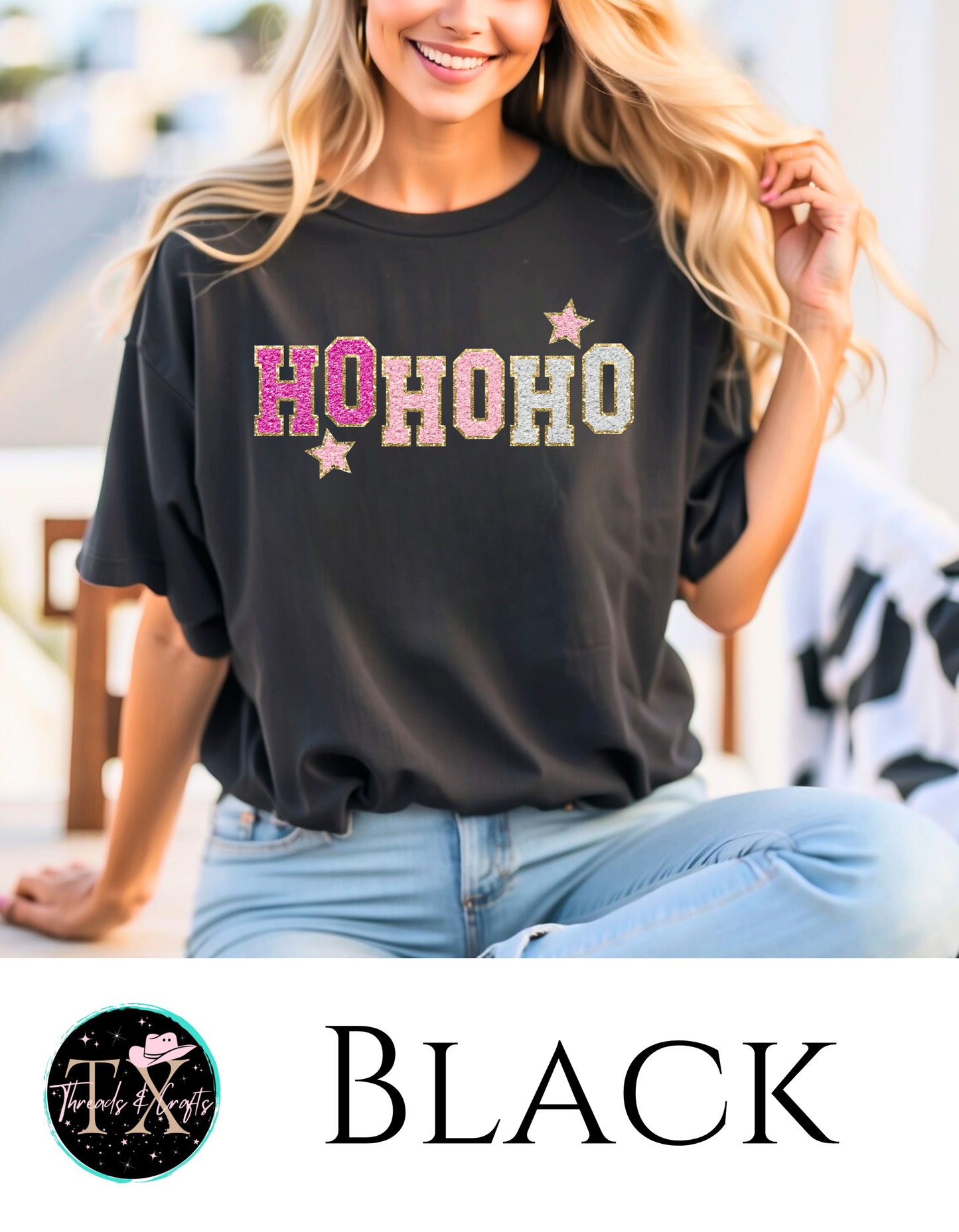 HoHoHo Santa faux patch unisex tee