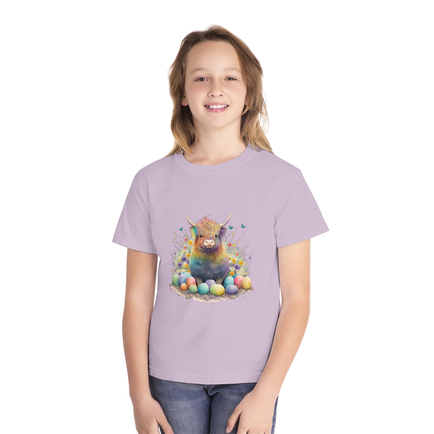 Easter Cow - Youth Midweight Tee - TX Threads & Crafts