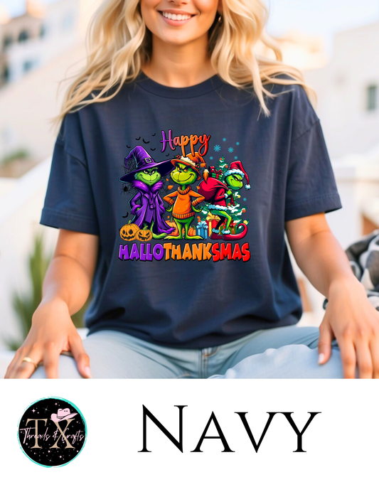 Hallothanksmas Grinch unisex tee