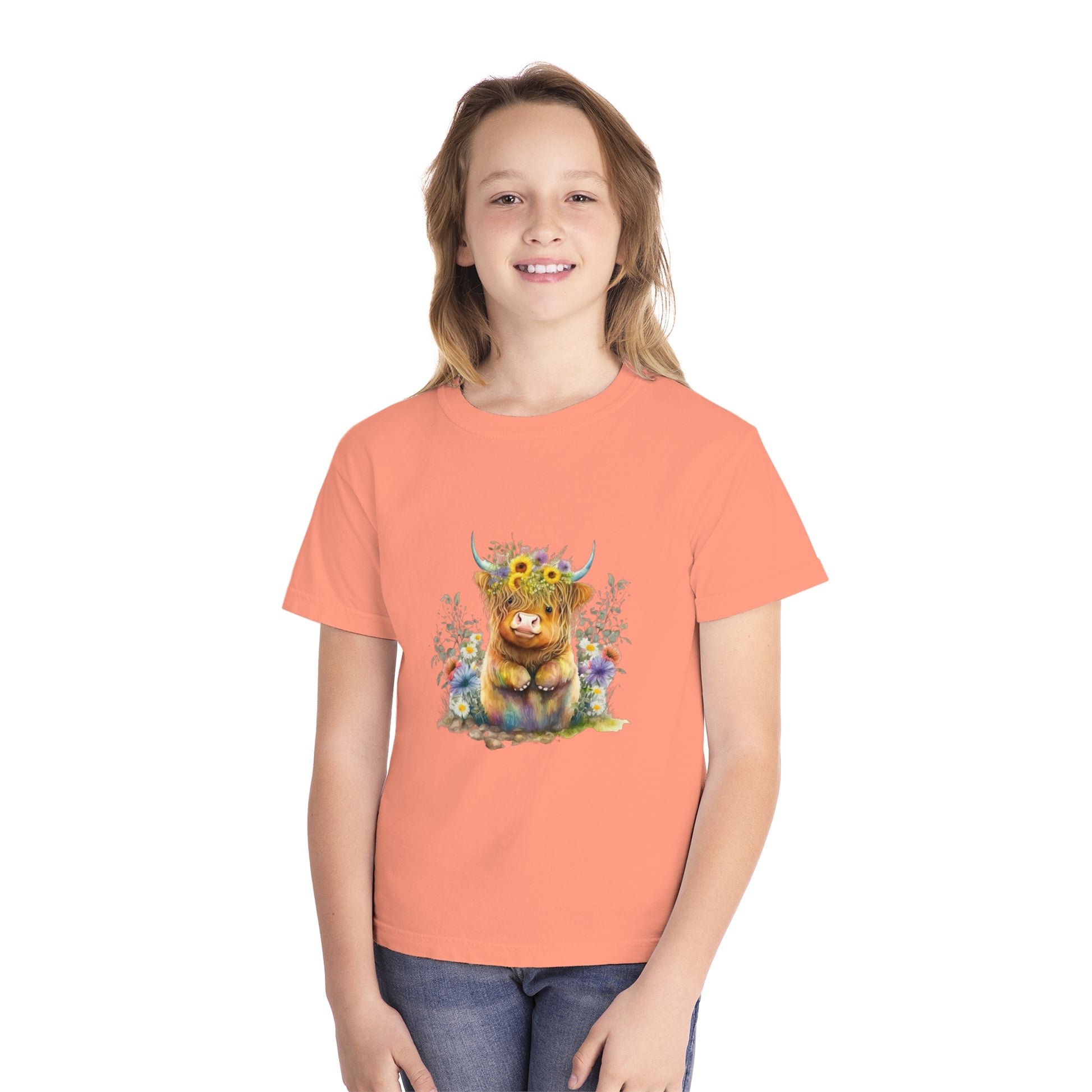 Easter Sunflower Cow - Youth Midweight Tee - TX Threads & Crafts