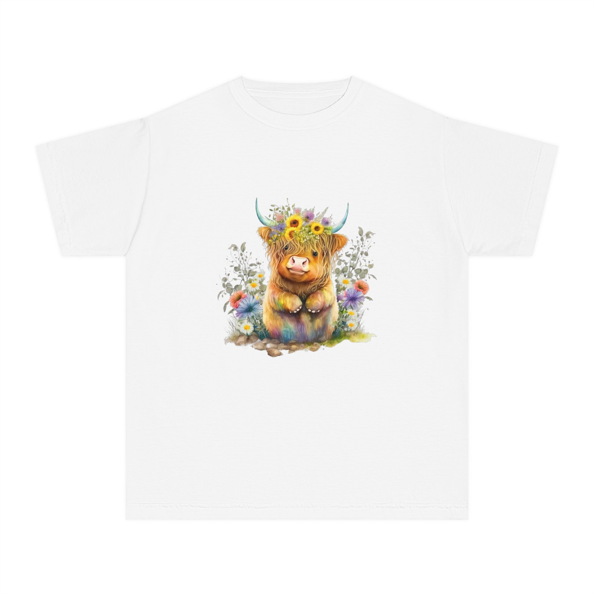 Easter Sunflower Cow - Youth Midweight Tee - TX Threads & Crafts