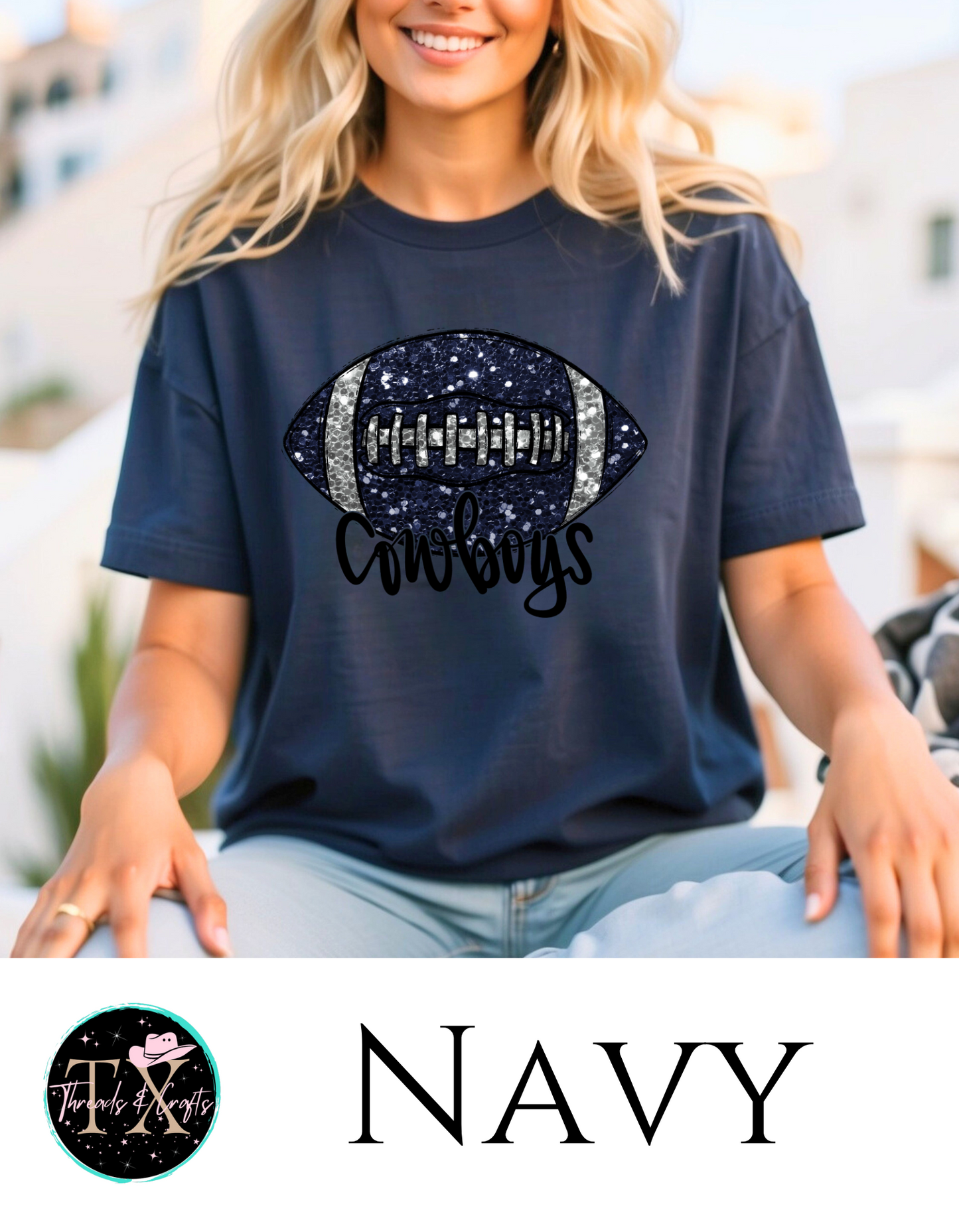 Cowboys Glitter Bling football unisex tee - TX Threads & Crafts