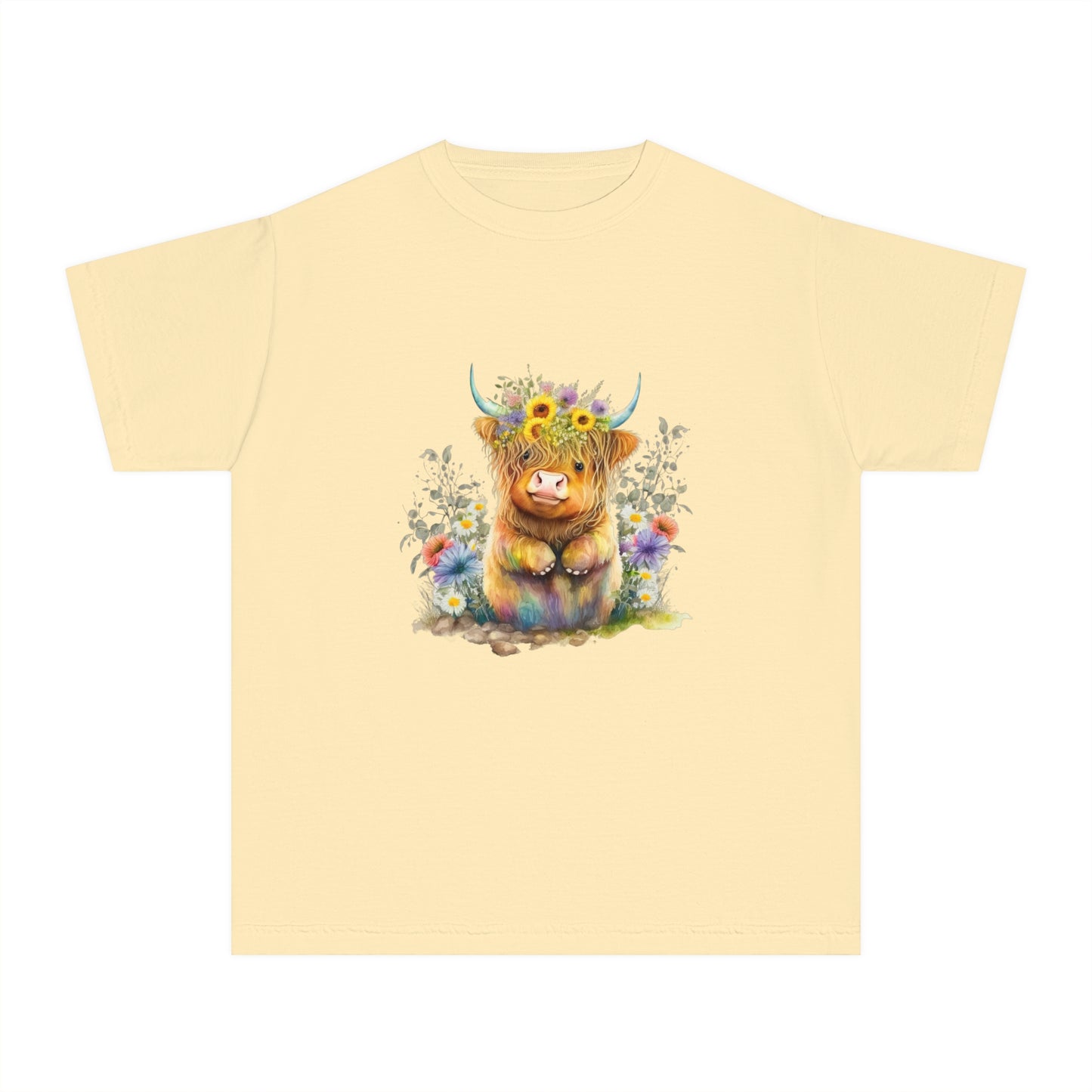 Easter Sunflower Cow - Youth Midweight Tee - TX Threads & Crafts