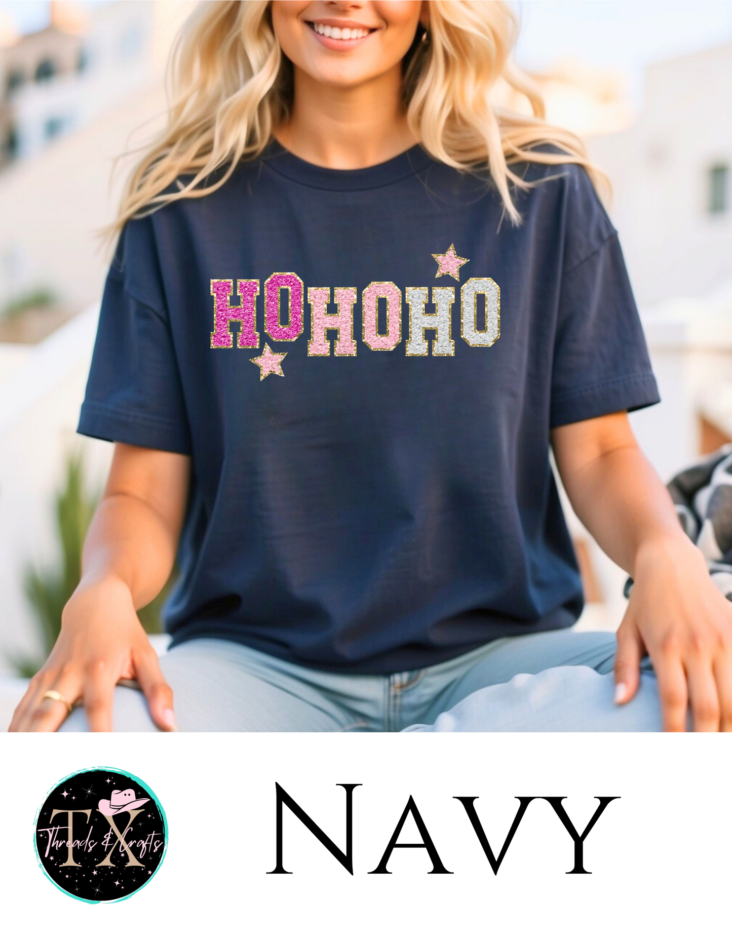 HoHoHo Santa faux patch unisex tee