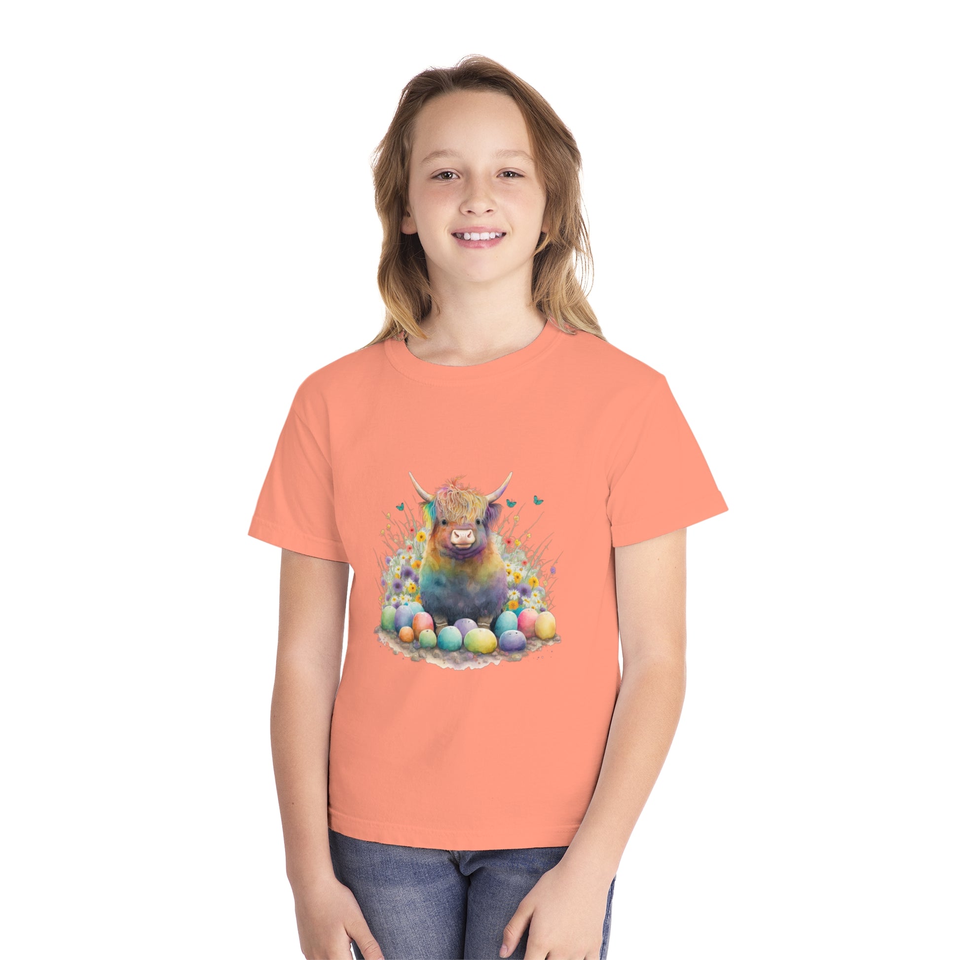 Easter Cow - Youth Midweight Tee - TX Threads & Crafts