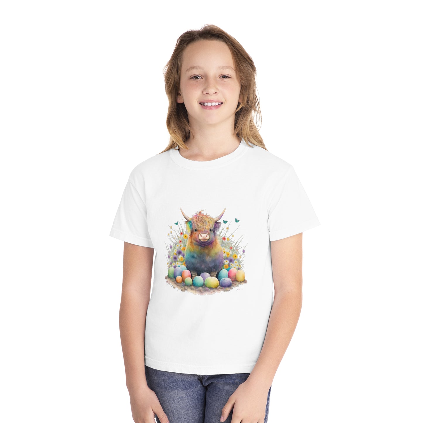 Easter Cow - Youth Midweight Tee - TX Threads & Crafts