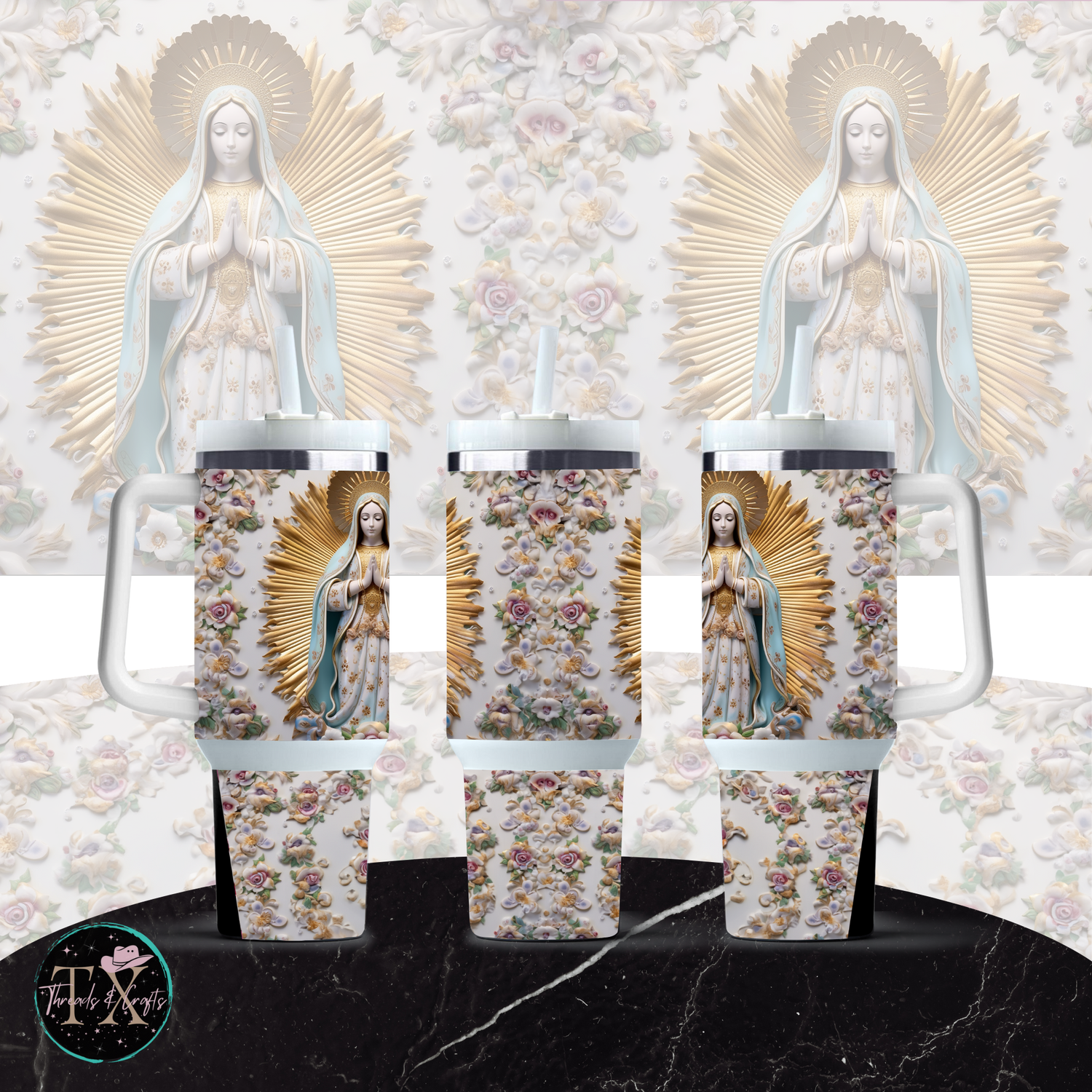 3D Flower Virgen De Guadalupe - TX Threads & Crafts