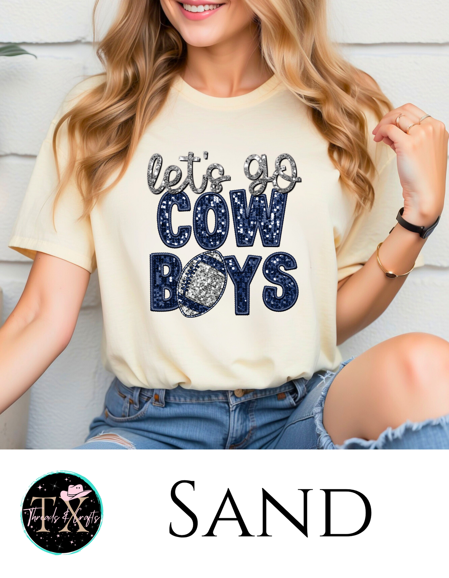 Let's Go Cowboys sequin unisex tee - TX Threads & Crafts