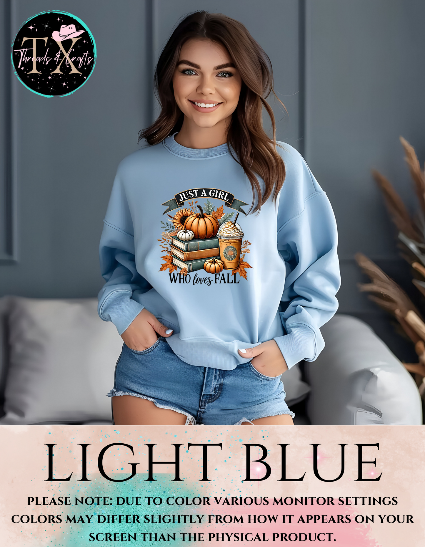 Just A Girl Who Loves Fall Books and Coffee Sweatshirt