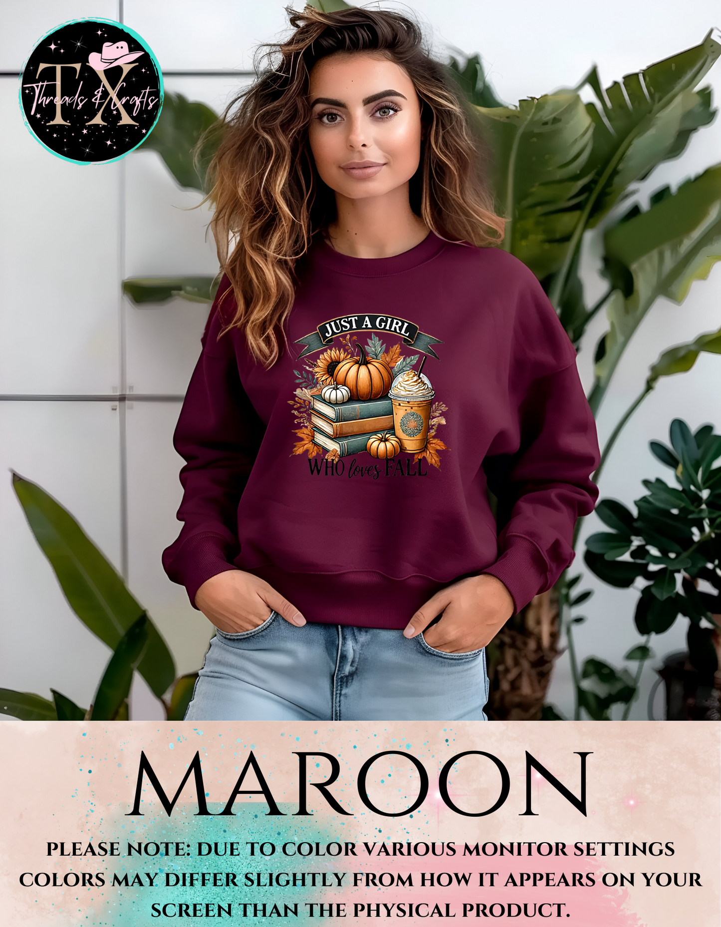 Just A Girl Who Loves Fall Books and Coffee Sweatshirt
