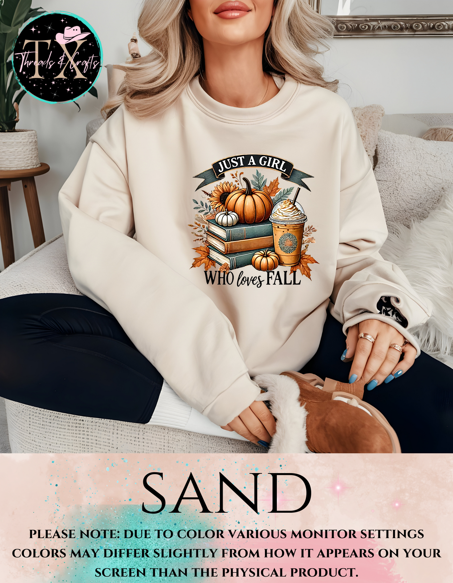 Just A Girl Who Loves Fall Books and Coffee Sweatshirt
