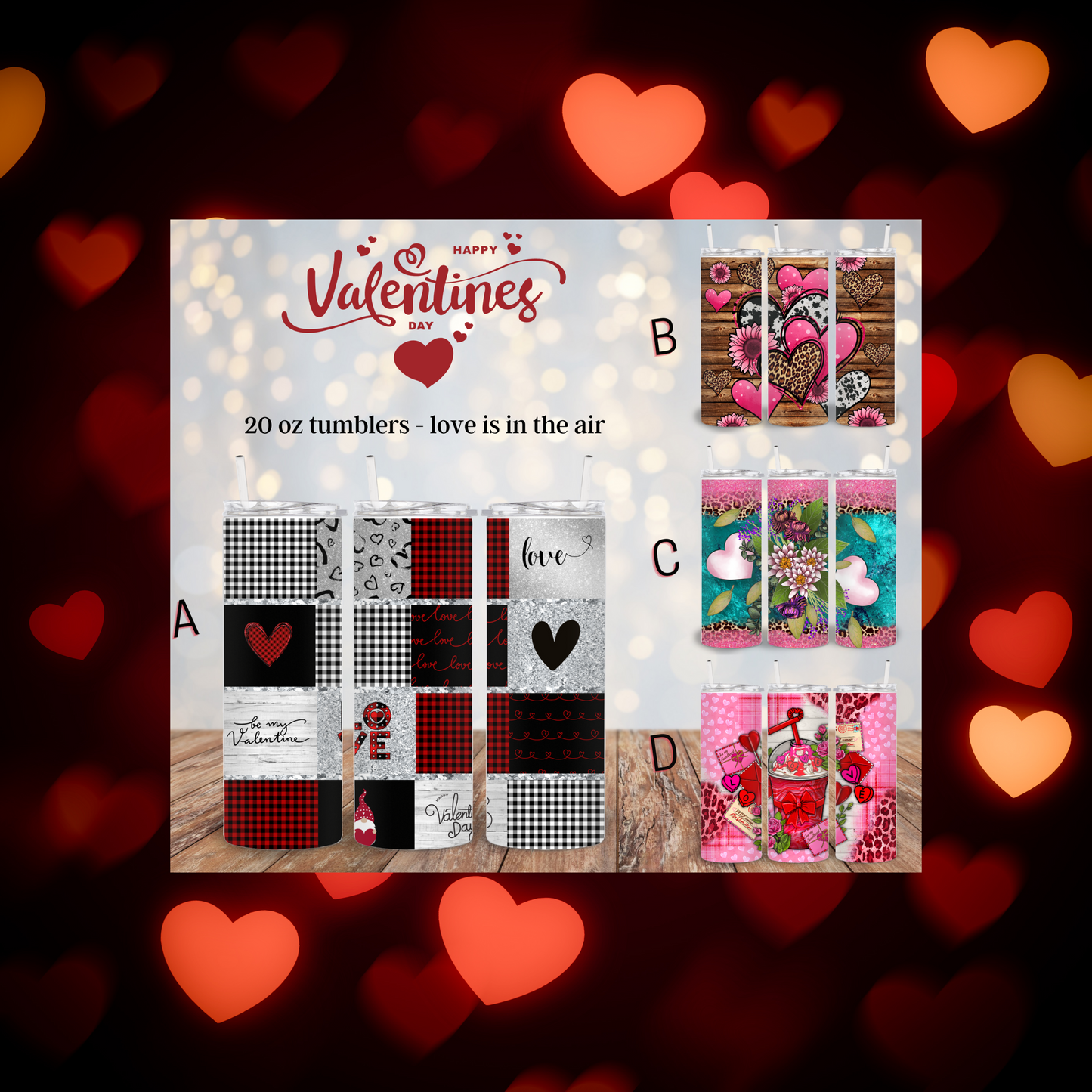 Pick a Valentines Day Tumbler - TX Threads & Crafts