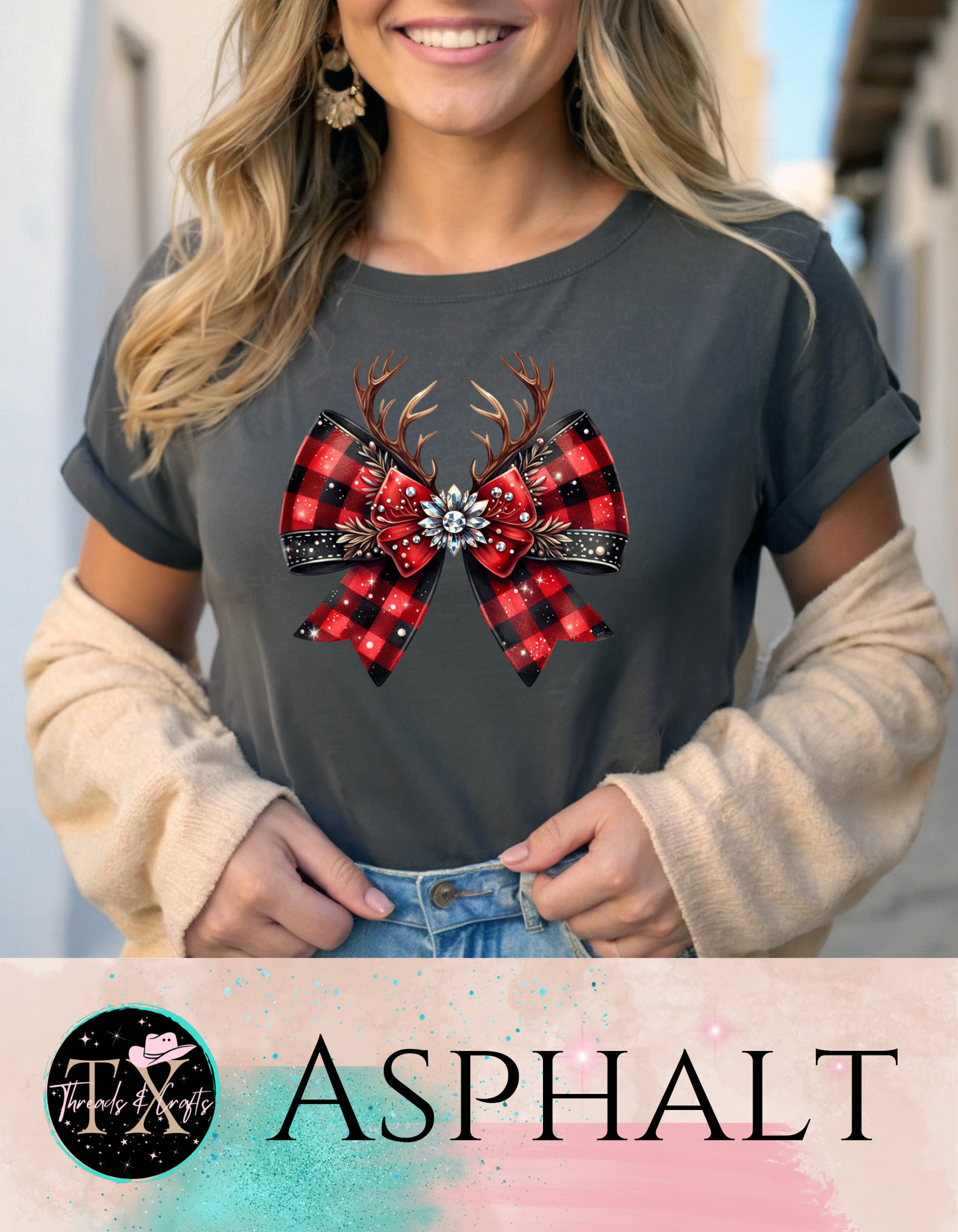 Plaid antler bow (unisex tshirt)