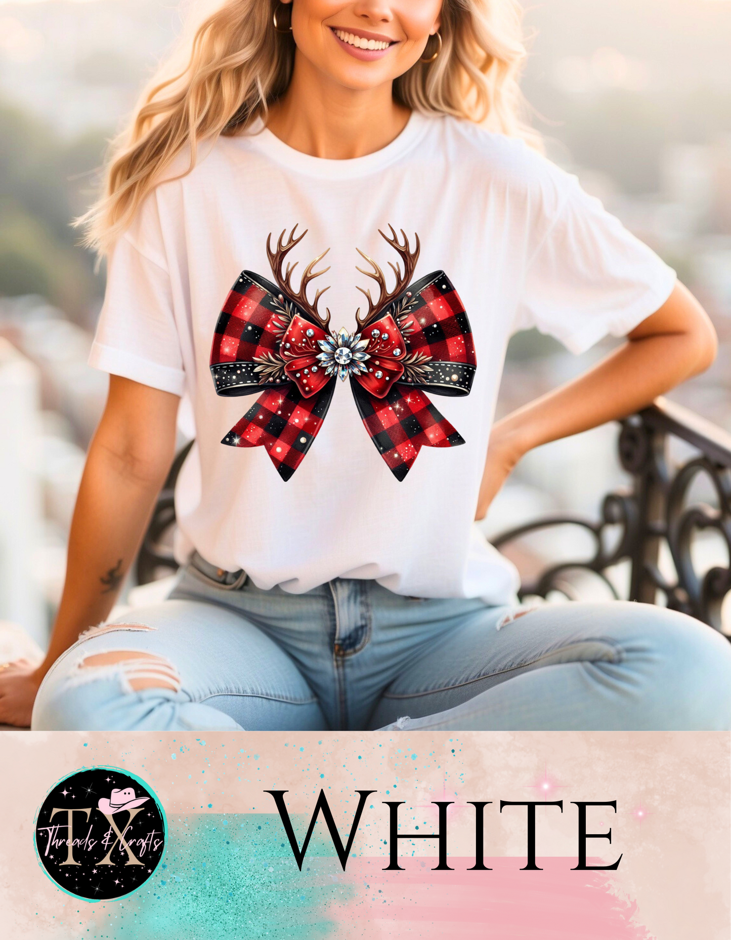 Plaid antler bow (unisex tshirt)