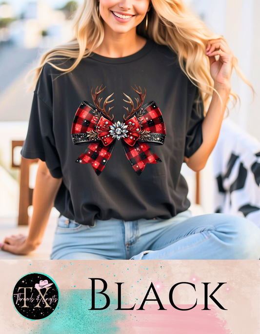 Plaid antler bow (unisex tshirt)