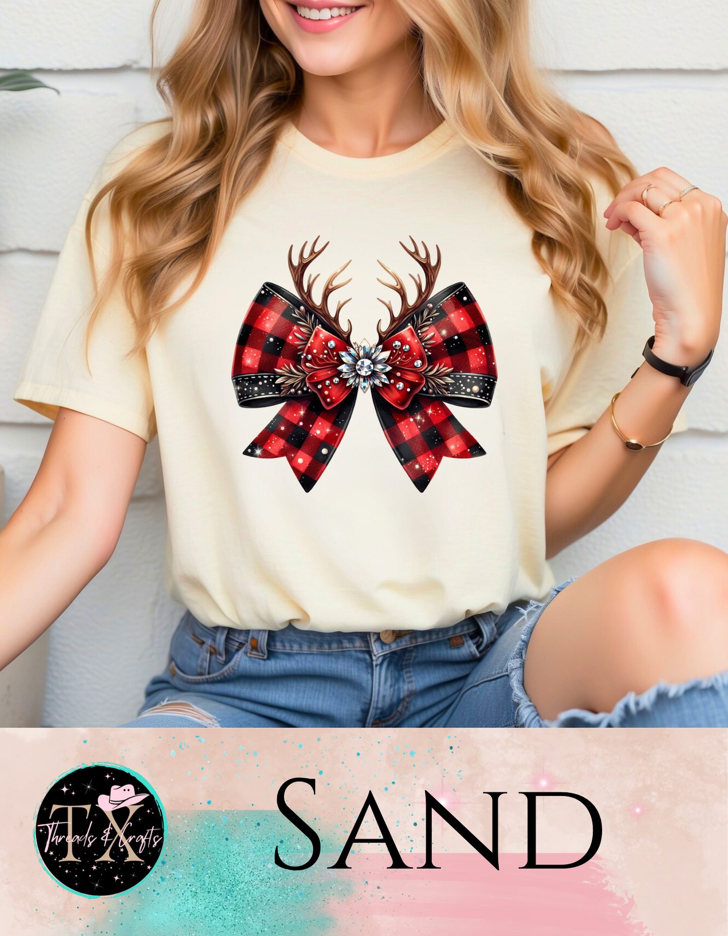 Plaid antler bow (unisex tshirt)