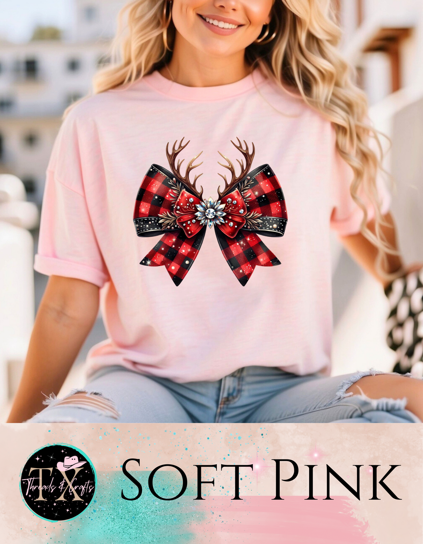 Plaid antler bow (unisex tshirt)