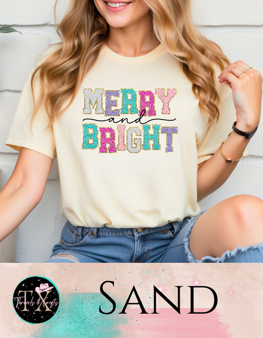 Faux patch Merry and Bright (unisex tshirt)